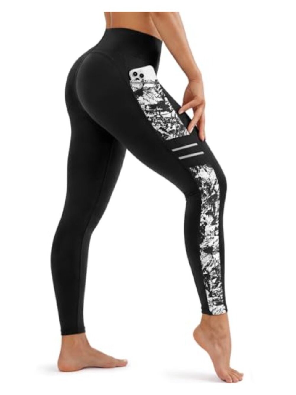 High Waisted Printed Workout Leggings Tummy Control Yoga Pants Pockets